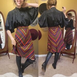 *Vintage Colorful Striped A-Line Skirt - 70s Chevron Skirt*